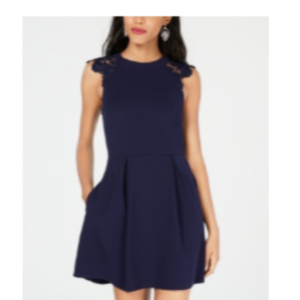 Lace Shoulder Fit & Flare Dress